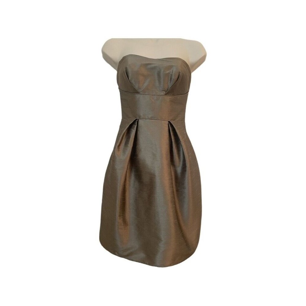 Gold Strapless Cocktail Dress- Size 2- Jim Hjelm- Wedding Guest Prom Homecoming